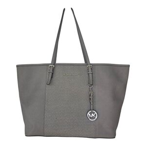 $298 Michael Kors Signature Jetset Center Tote HandBag Women Leather Gray Rare